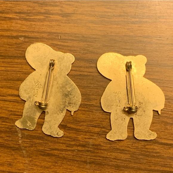 Set of Two Vintage 1984 Schmid by Gordon Fraser Teddy Bear with Balloon Pins - Picture 2 of 3